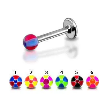 Piercing Piercingate Labreta s kuličkou PLA00156 - Barva/Motiv: 5, Délka tyčky: 8 mm, Průměr tyčky: 1,2 mm