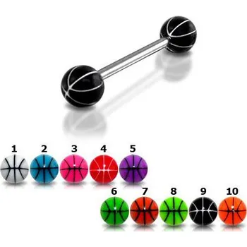 Piercing Piercingate Piercing do jazyka PCI00034 - Barva/Motiv: Červená, Délka tyčky: 16 mm, Kuličky: 6 mm, Průměr tyčky: 1,6 mm