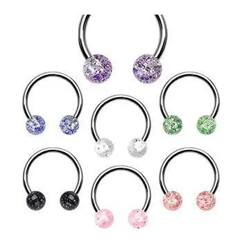 Piercing Piercingate Podkova s kuličkami PPO00076 - Barva/Motiv: Zelená, Kuličky: 4 mm, Průměr podkovy: 10 mm, Průměr tyčky: 1,2 mm