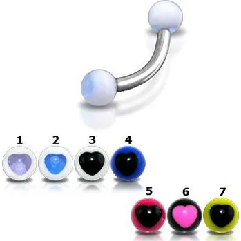 Piercing Piercingate Banánek s kuličkami POB00151 - Barva/Motiv: 2, Délka tyčky: 8 mm, Kuličky: 3 mm, Průměr tyčky: 1,2 mm