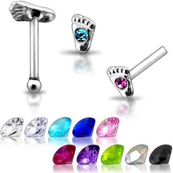 Piercing Piercingate Piercing do nosu (stříbro 925/1000) - noha PNO00200 - Materiál: Stříbro, Ryzost: 925/1000, Barva/Motiv: Černá