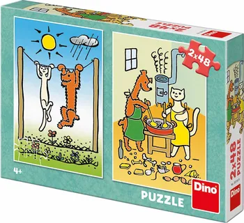 Puzzle Dino Pejsek a kočička 2 x 48 dílků