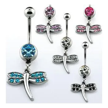 Piercing Piercingate Banánek s letící vážkou PBV00426 - Barva/Motiv: Růžová
