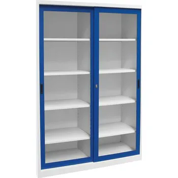 Skříňka na nářadí Manutan Dílenská skříň na nářadí 200 x 150 x 45 cm šedá/modrá