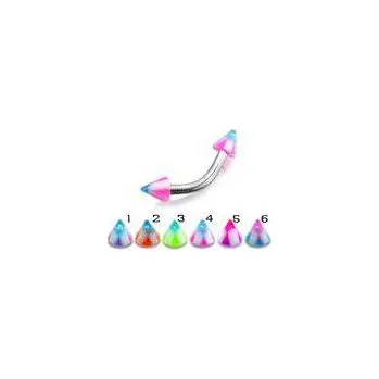 Piercing Piercingate Banánek s hroty POB00149 - Barva/Motiv: 5, Délka tyčky: 8 mm, Hroty: 3 mm, Průměr tyčky: 1,2 mm