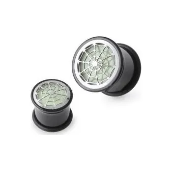 Piercing Piercingate Plug do ucha s pavučinou - svítící PTP00177 - Průměr Tunely, plugy, roztahováky: 12 mm