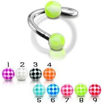 Piercing Piercingate Spirála s kuličkami PSP00059 - Barva/Motiv: Zelená
