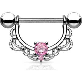 Piercing Piercingate Piercing do bradavky PBR00023 - Barva/Motiv: Tyrkysová, Průměr kroužku: 16 mm, Průměr tyčky: 1,6 mm