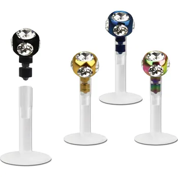 Piercing Piercingate Labreta s kuličkou PLA00247 - Barva/Motiv: Duhová, Délka tyčky: 8 mm, Kuličky: 3 mm, Průměr tyčky: 1,2 mm