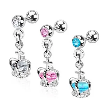 Piercing Piercingate Činka do ucha - koruna PNC00023 - Barva/Motiv: Růžová