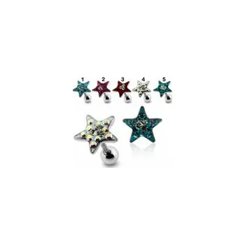 Piercing Piercingate Činka do ucha - hvězdička PNC00042 - Barva/Motiv: Tyrkysová