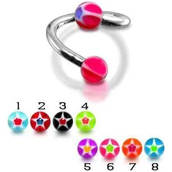 Piercing Piercingate Spirála s kuličkami PSP00060 - Barva/Motiv: Růžová