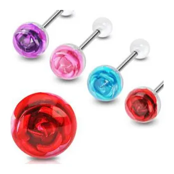 Piercing Piercingate Piercing do jazyka PCI00132 - Barva/Motiv: Fialová, Délka tyčky: 16 mm, Kuličky: 5 mm, Průměr tyčky: 1,6 mm