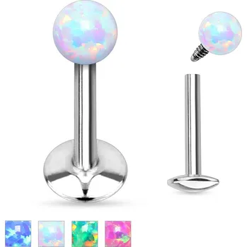 Piercing Piercingate Labreta s kuličkou PLA00215 - Další rozměry: Kulička 3 mm, Barva/Motiv: Zelená, Délka tyčky: 8 mm, Průměr tyčky: 1,2 mm