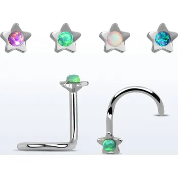 Piercing Piercingate Piercing do nosu - hvězdička PNO00230 - Barva/Motiv: Růžová, Průměr tyčky: 0,8 mm