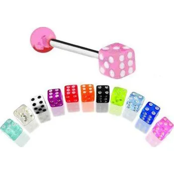 Piercing Piercingate Piercing do jazyka PCI00223 - Barva/Motiv: Světle zelená, Délka tyčky: 16 mm, Kuličky: 5 mm