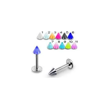 Piercing Piercingate Labreta s hrotem PLA00160 - Barva/Motiv: 7, Délka tyčky: 8 mm, Průměr tyčky: 1,2 mm