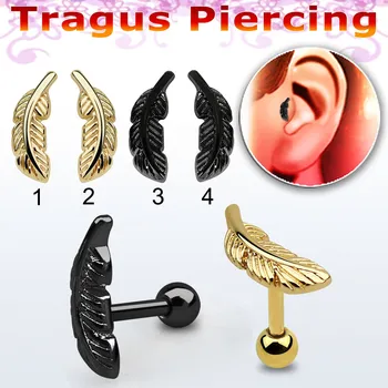 Piercing Piercingate Činka do ucha - andělské křídlo PNC00081 - Barva/Motiv: 4, Délka tyčky: 6 mm, Průměr tyčky: 1,2 mm