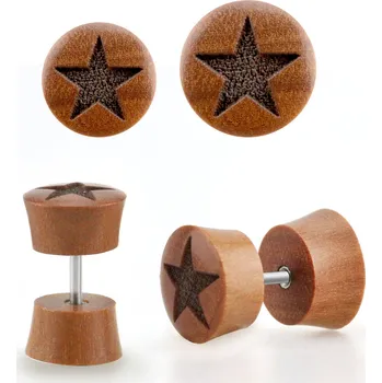 Piercing Piercingate Falešný piercing - hvězdička PFA00292 - Další rozměry: Průměr dřevěné části: 10 mm, Průměr tyčky: 1,2 mm