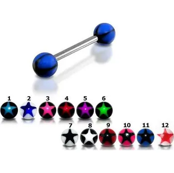 Piercing Piercingate Piercing do jazyka PCI00124 - Barva/Motiv: 3, Délka tyčky: 16 mm, Kuličky: 6 mm, Průměr tyčky: 1,6 mm