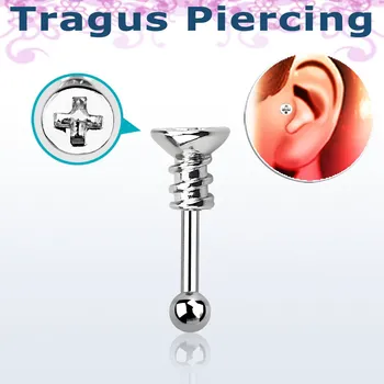 Piercing Piercingate Činka do ucha - šroub PNC00078 - Délka tyčky: 8 mm, Průměr tyčky: 1,2 mm