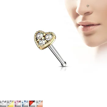 Piercing Piercingate Piercing do nosu srdíčko PNO00252 - Barva/Motiv: Tyrkysová, Délka tyčky: 6 mm, Průměr tyčky: 0,8 mm