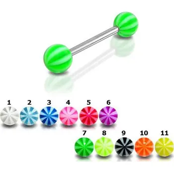 Piercing Piercingate Piercing do jazyka PCI00097 - Barva/Motiv: Bílá, Délka tyčky: 16 mm, Kuličky: 6 mm, Průměr tyčky: 1,6 mm