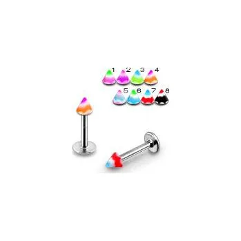 Piercing Piercingate Labreta s hrotem PLA00162 - Barva/Motiv: 8, Délka tyčky: 8 mm, Průměr tyčky: 1,2 mm