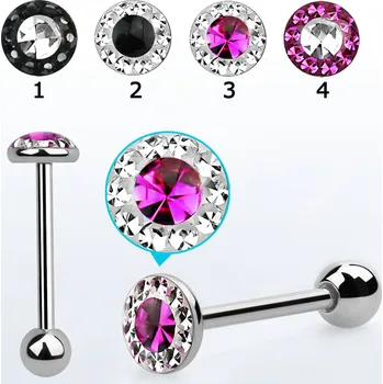 Piercing Piercingate Piercing do jazyka PCI00323 - Další rozměry: Průměr placky: 7 mm, Barva/Motiv: 2, Délka tyčky: 16 mm, Průměr tyčky: 1,6 mm