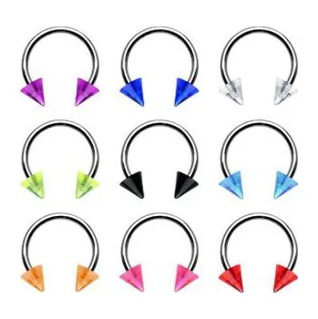 Piercing Piercingate Podkova s hroty PPO00049 - Barva/Motiv: Červená, Průměr podkovy: 10 mm, Průměr tyčky: 1,2 mm