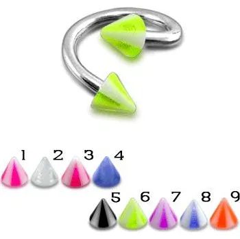 Piercing Piercingate Spirála s hroty PSP00051 - Barva/Motiv: 4, Průměr spirály: 10 mm, Průměr tyčky: 1,2 mm