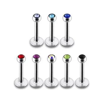 Piercing Piercingate Labreta s kamínkem PLA00152 - Barva/Motiv: Světle zelená