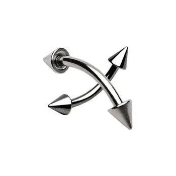 Piercing Piercingate Piercing do obočí s hroty POB00183 - Délka tyčky: 8 mm, Hroty: 4 mm, Průměr tyčky: 1,2 mm