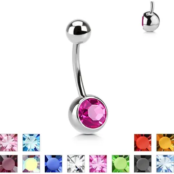 Piercing Piercingate Banánek s kuličkami s kamínkem PBK00019 - Barva/Motiv: Světle modrá