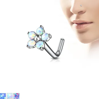 Piercing Piercingate Piercing do nosu kytička PNO00253 - Barva/Motiv: Modrá, Délka tyčky: 6 mm, Průměr tyčky: 0,8 mm