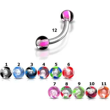 Piercing Piercingate Banánek s kuličkami POB00148 - Barva/Motiv: 2, Délka tyčky: 8 mm, Kuličky: 3 mm, Průměr tyčky: 1,2 mm