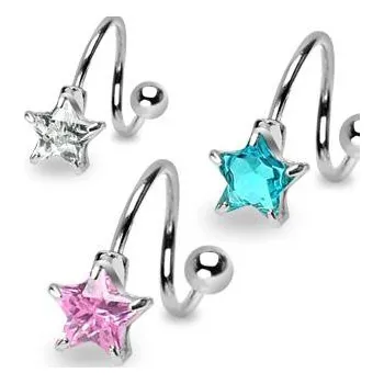 Piercing Piercingate Spirála s hvězdičkou PSP00046 - Barva/Motiv: Tyrkysová