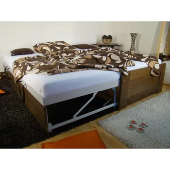 Postel mořená rozkládací válenda z masivu DUO NR+NR (válenda z masivu pro každodenní spaní)