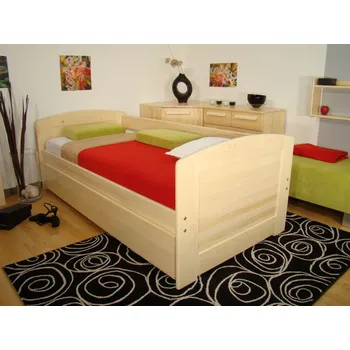 Postel rozkládací jednolůžko masiv DUO VO+VO (dřevěná rozkládací postel z masivu DUO VO+VO možnost zábrany)