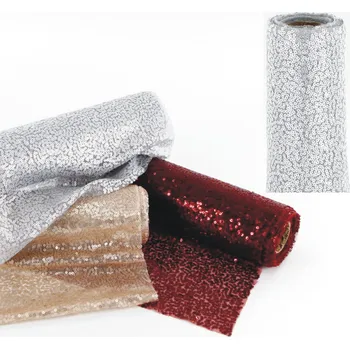 Dekorační látka s flitry 30cm/5m stříbrná (710014)