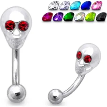 Piercing Piercingate Piercing do obočí - lebka POB00207 - Barva/Motiv: Růžová, Délka tyčky: 10 mm, Kuličky: 3 mm, Průměr tyčky: 1,2 mm