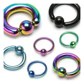 Piercing Piercingate Kruh s kuličkou PKR00009 - Barva/Motiv: Modrá, Kuličky: 3 mm, Průměr kroužku: 8 mm, Průměr tyčky: 1,2 mm