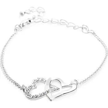 Náramek Náramek bílé dvojsrdíčko se Swarovski krystaly srdce Krystal