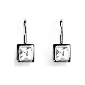 Náušnice Zlaté náušnice čirý zirkon, bílé i žluté zlato - NK 1030 (zirkon 4x4 mm)
