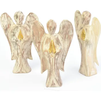 Vánoční dekorace Anděl bílý 15cm zlaté zdobení
