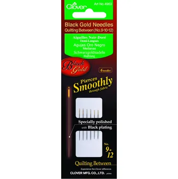 Černozlaté tenké quiltovací jehly Clover mix 4963
