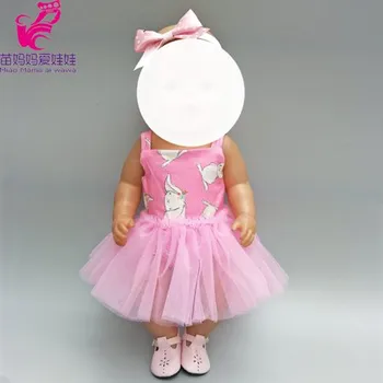 TUTU šaty pro American girl a Baby Born 43-45 cm Druhy: růžové s králíčkem