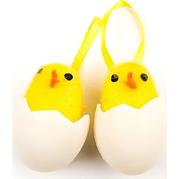 Velikonoční dekorace Kuřátka ve skořápce závěs textil 2ks žlutá (10BY367-2BG)