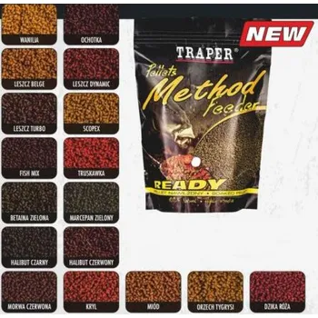 Traper PELETY READY Method Feeder 500 g - AKCE ( 9+1 Zdarma) Red Halibut