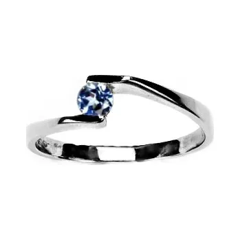 Prsten Zlatý prsten, zirkon akvamarin, bílé zlato - VR 214